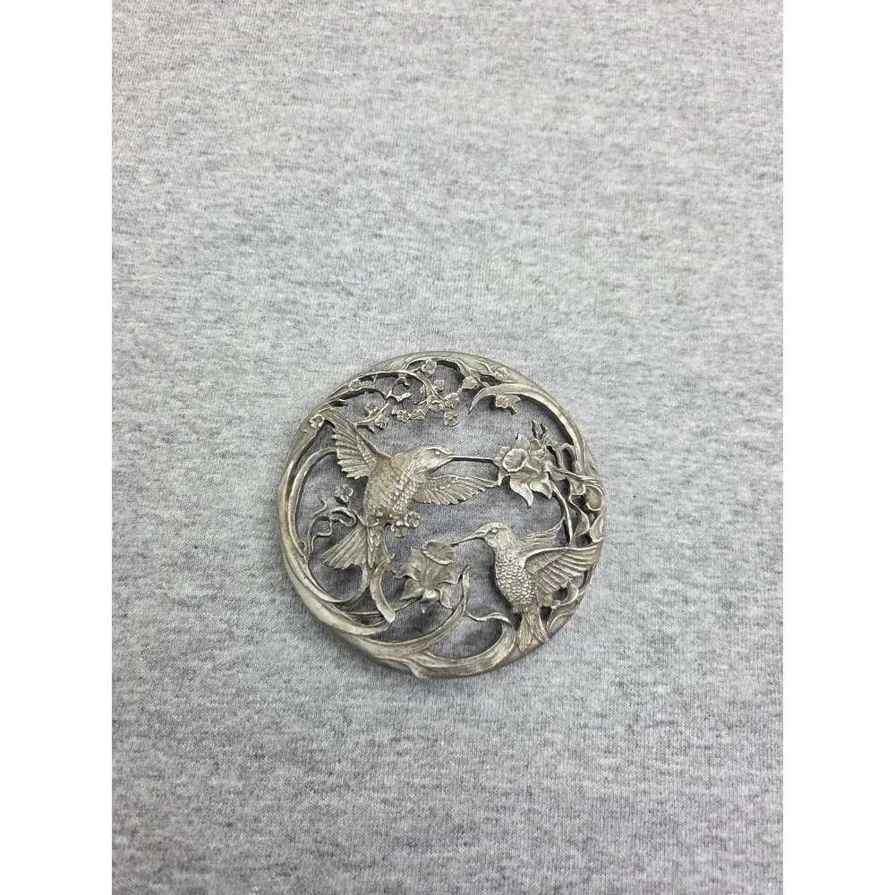 Vintage Rare 1989 Rawcliffe Pewter Hummingbird Filigree Jar Lid Potpourri Decor